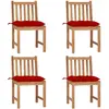 Image de vidaXL Chaises jardin 4 pièces teck massif rouge