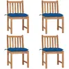 Image de vidaXL Chaises de jardin avec coussins bois de teck - Lot de 4