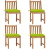 Image de vidaXL Chaises de jardin en teck avec coussins verts