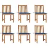 Image de vidaXL Chaises de jardin en teck (6 pcs) - Coussins bleus