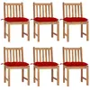 Image de vidaXL Chaises de jardin et coussins - Lot de 6 - Bois de teck massif
