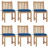 Image de vidaXL Chaises de jardin avec coussins - Lot de 6 - Teck massif