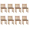 Image de vidaXL Chaises de jardin lot de 8 avec coussins - Bois de teck massif