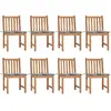 Image de vidaXL Chaises de jardin avec coussins - Lot de 8 - Bois de teck massif