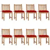 Image de vidaXL Chaises de jardin avec coussins - Lot de 8 - Teck massif