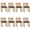 Image de vidaXL Chaises de jardin lot de 8 - Teck & Coussins taupe