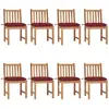 Image de vidaXL Chaises de jardin lot de 8 avec coussins - Bois de teck massif
