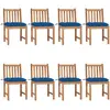 Image de vidaXL Chaises de jardin avec coussins - Lot de 8 - Bois de teck