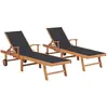 Image de vidaXL Chaises longues avec coussin - Teck solide