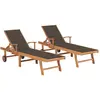 Image de vidaXL Chaises longues 2 pcs coussin taupe Teck