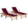 Image de VidaXL Chaises Longues Lot de 2 et Coussin - Teck