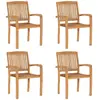 Image de vidaXL Chaises empilables 4 pcs Bois de teck