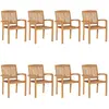 Image de vidaXL Chaises de jardin empilables 8 pcs Bois de teck