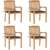 Image de vidaXL Chaises empilables avec coussins - Teck