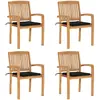 Image de vidaXL Chaises empilables de jardin - Teck solide