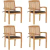 Image de vidaXL Chaises empilables teck massif - Lot de 4