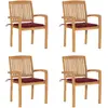 Image de vidaXL Chaises de jardin - Lot de 4 - Teck rouge bordeaux