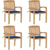 Image de vidaXL Chaises de jardin empilables - Teck avec coussins