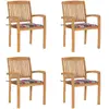 Image de Vidaxl Chaises de Jardin Empilables avec Coussins - Teck Solide
