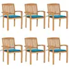 Image de vidaXL Chaises empilables jardin Teck 6 pcs