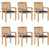 Image de VIDAXL Chaises de jardin empilables avec coussins Lot de 6 - Teck