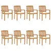 Image de vidaXL Chaises Jardin Empilables Coussins Teck Lot de 8