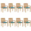 Image de VIDAXL Lot de 8 Chaises empilables avec coussins - Teck solide