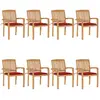 Image de VIDAXL Chaises empilables 8 pièces avec coussins Teck