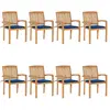 Image de vidaXL - Lot de 8 Chaises empilables avec coussins