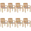 Image de VIDAXL Chaises de jardin empilables 8 pcs avec coussins - Teck