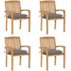 Image de vidaXL Chaises empilables 4 pcs - Teck solide