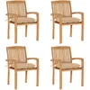 Image de vidaXL Chaises de jardin avec coussins - Teck solide