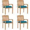 Image de vidaXL Chaises empilables avec coussins - Teck solide