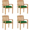 Image de vidaXL Chaises de jardin empilables avec coussins - Teck solide