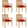 Image de vidaXL Lot de 4 Chaises empilables en teck