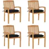 Image de VIDAXL Chaises empilables 4 pièces avec coussins Teck
