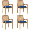Image de vidaXL Chaises Empilables avec Coussins - Teck
