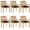 Image de vidaXL Chaises empilables teck - 6 pcs
