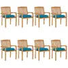Image de vidaXL Chaises de Jardin Empilables avec Coussins - Lot de 8 - Teck Solide