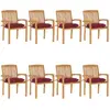 Image de vidaXL lot de 8 chaises empilables Teck solide Rouge bordeaux