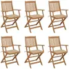 Image de vidaXL Chaises pliantes 6 pièces avec coussins en bois d'acacia massif