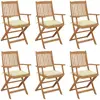 Image de vidaXL Chaises pliables de jardin lot de 6 avec coussins
