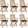 Image de vidaXL Chaises pliables de jardin/patio et coussins - Acacia / Taupe