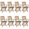 Image de vidaXL Chaises pliables de jardin avec coussins - Lot de 8