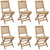 Image de vidaXL Chaises pliables de jardin lot de 6 avec coussins Bois d'acacia