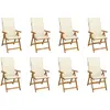 Image de vidaXL Chaises pliables de jardin acacia - Lot de 8 avec coussins