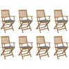 Image de vidaXL Chaises pliables d'extérieur - Bois d'acacia - Coussins gris