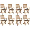 Image de vidaXL Chaises pliantes extérieur - Lot de 8 - Acacia massif Taupe