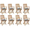 Image de vidaXL Chaises pliables d'extérieur - Lot de 8 avec coussins