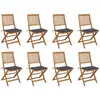 Image de vidaXL Lot de 8 chaises pliables d'extérieur avec coussins bois d'acacia